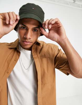 Tommy Hilfiger Bucket Hat With Small Flag Logo In Olive Green ModeSens