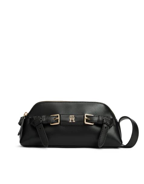 Tommy Hilfiger buckle micro crossbody bag in black - view 1