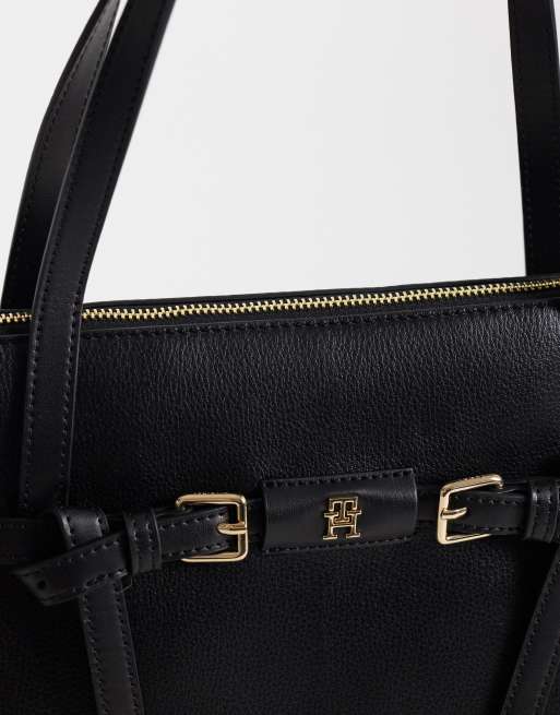 Tommy Hilfiger buckle tote bag in black, 3 of 4