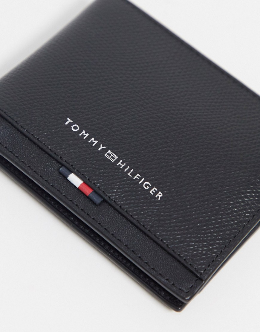 Tommy Hilfiger - Business - Kleine leren portemonnee voor credit cards-Zwart