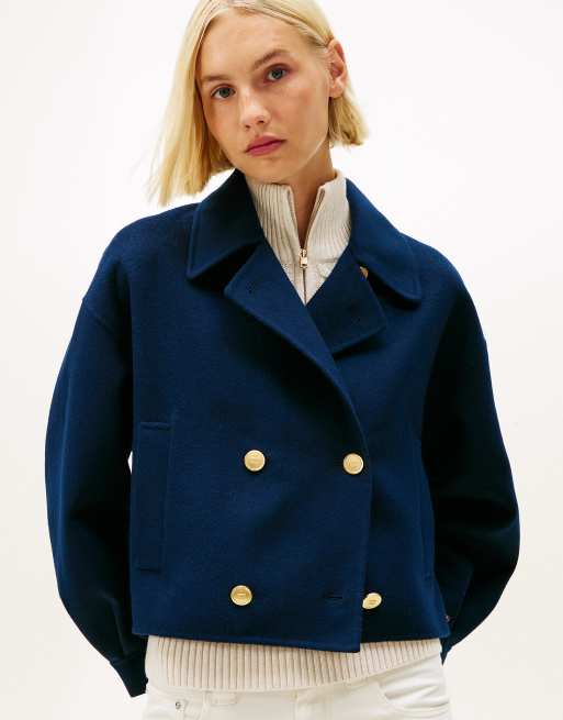 Tommy Hilfiger - Caban en laine mélangée à double boutonnage - Bleu marine