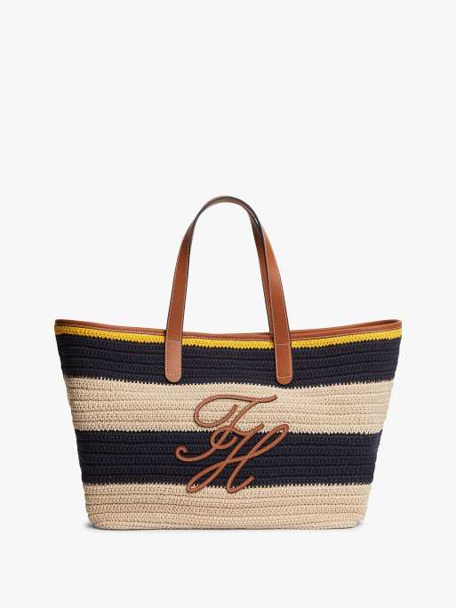 Tommy Hilfiger - Cabas à logo appliqué et rayures - Bleu multicolore
