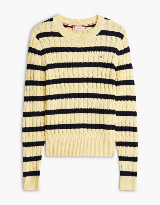 Tommy Hilfiger Cable knit crew neck jumper in multi ASOS