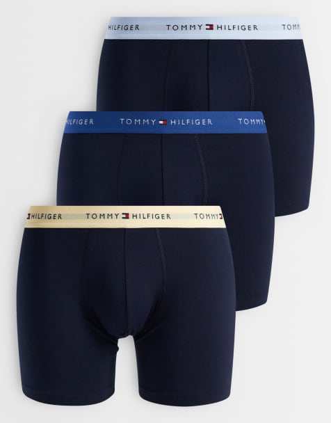 Tommy Hilfiger calzoncillos bóxer Signature de algodón, pack de 3, en azul marino con cinturillas azul y beige - view 1