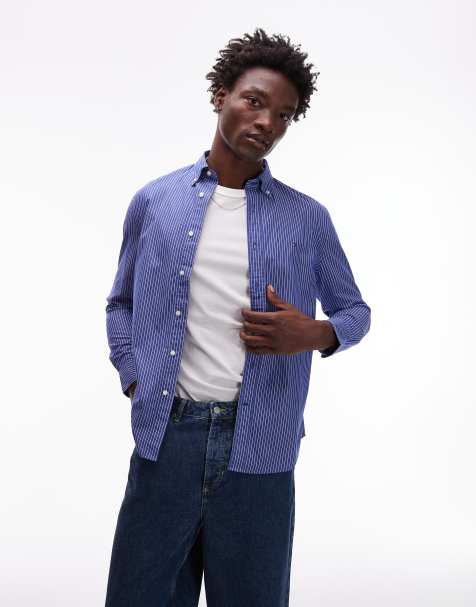 Tommy Hilfiger - Camicia blu in popeline a righe - view 1