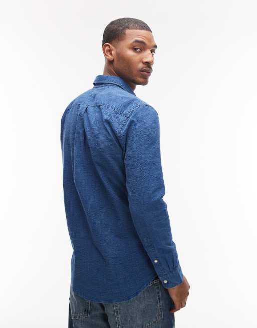 Tommy Hilfiger - Camicia blu in seersucker, 3 di 5