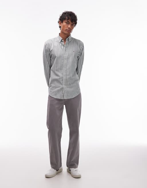 Tommy Hilfiger - Camicia in flanella verde a righe , 2 di 5