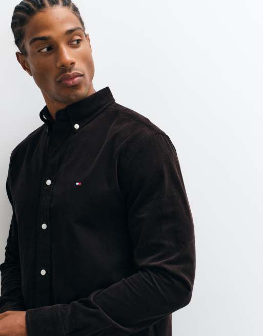 Tommy Hilfiger camicia in velluto a coste marrone, 2 di 5