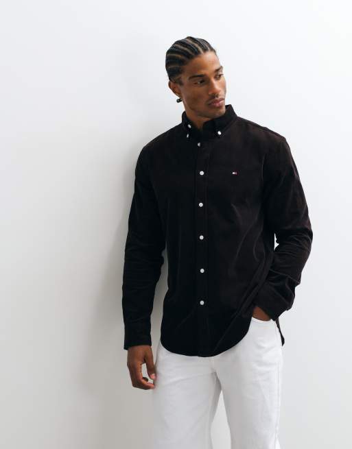 Tommy Hilfiger camicia in velluto a coste marrone, 3 di 5