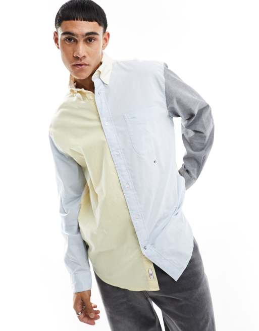 Tommy Hilfiger - Camicia Oxford gialla color block