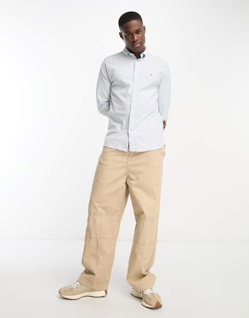 Tommy Hilfiger - Camicia Oxford slim elasticizzata blu