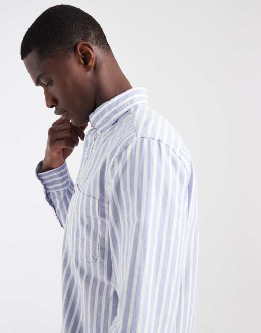 Tommy Hilfiger - Camicia Oxford vestibilità classica azzurra a righe, 4 di 5