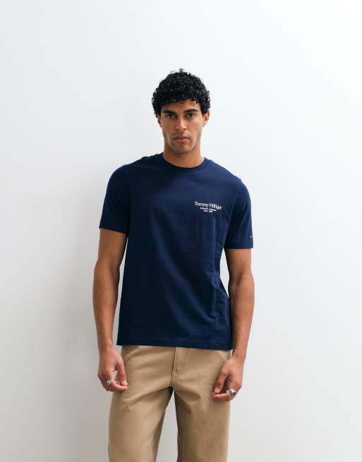 Tommy Hilfiger - Camiseta azul marino de corte cuadrado con logo, 2 de 5