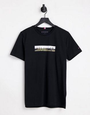 Tommy Hilfiger camo box logo t-shirt in black