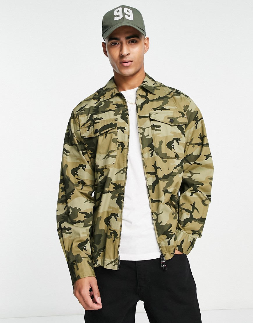 Tommy Hilfiger camo print overshirt in green
