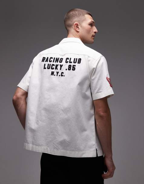 Tommy Hilfiger camp patch Racing logo short sleeve shirt in ecru - view 1