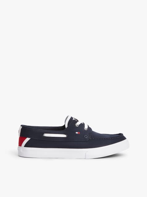 Tommy Hilfiger Canvas boat shoe trainers in white - view 1