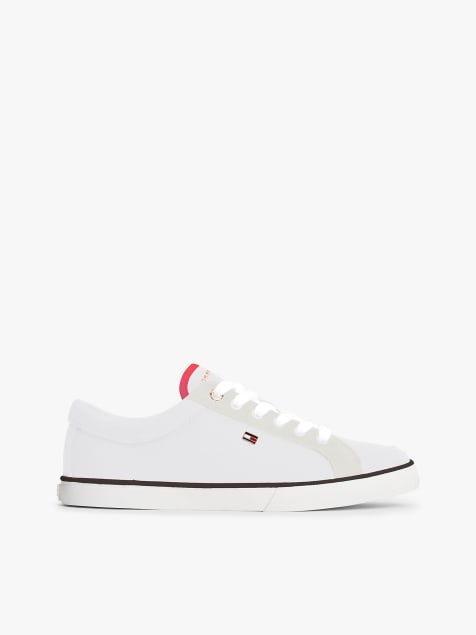 Tommy Hilfiger Canvas enamel flag trainers in white - view 1