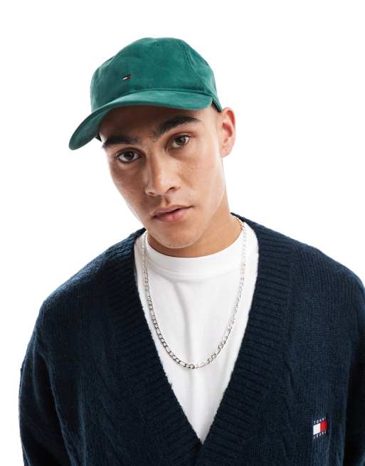 Tommy Hilfiger - Cappellino color verde bosco con logo della bandiera