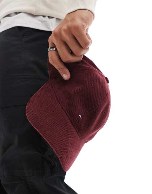Tommy Hilfiger - Cappellino rosso bordeaux a coste con bandierina, 3 di 4