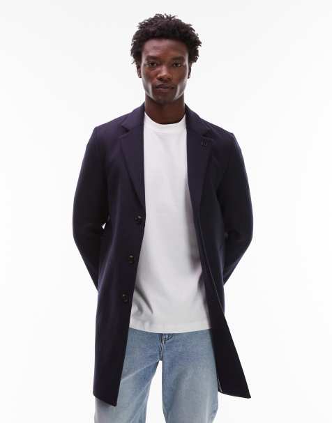 Tommy Hilfiger - Cappotto blu navy lunghezza media in lana - view 1