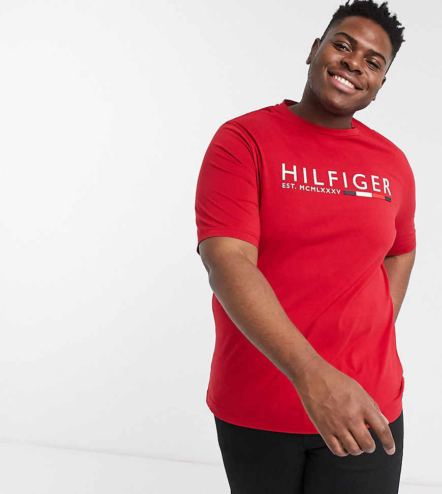 Tommy Hilfiger Capsule Big & Tall - T-shirt rossa con logo colorblock-Rosso