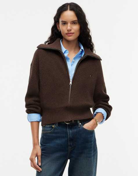 Tommy Hilfiger Cardigan stitch zip-thru jumper in toasted nutmeg heather - view 1