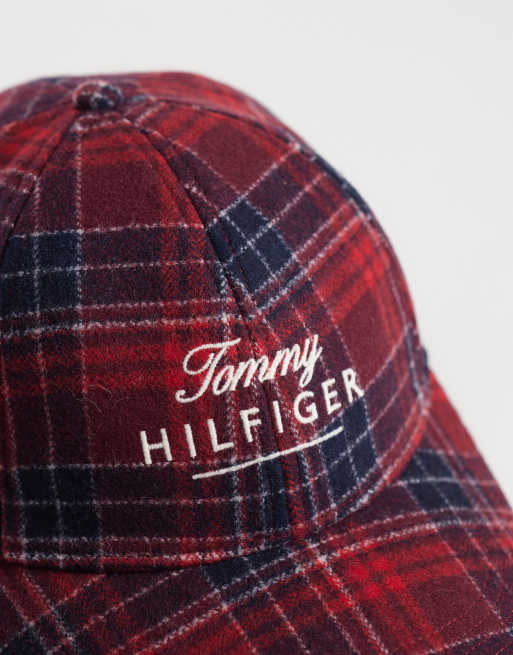 Tommy Hilfiger casquette en mélange de laine à carreaux rouges, 2 de 3