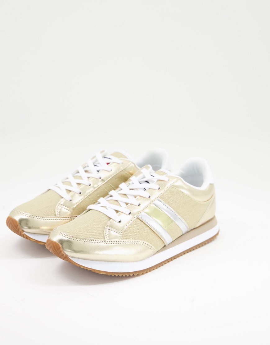 Tommy Hilfiger casual retro trainers in light gold