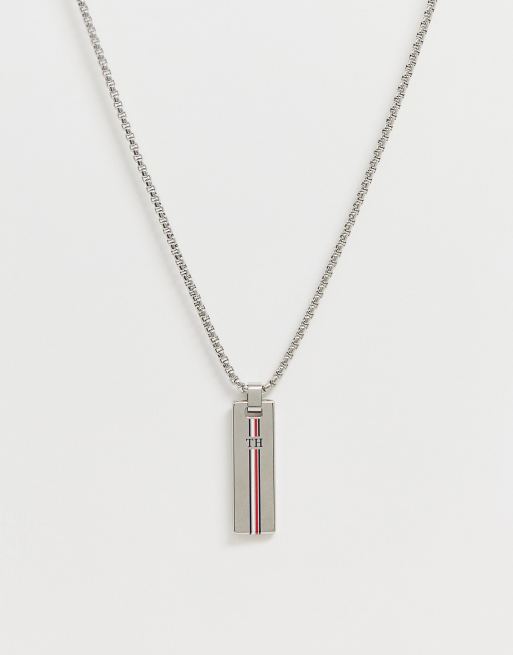 Tommy Hilfiger - Catenina argento con ciondolo con logo
