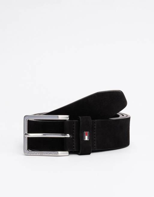Tommy Hilfiger - Ceinture en cuir avec boucle carrée à logo - Noir