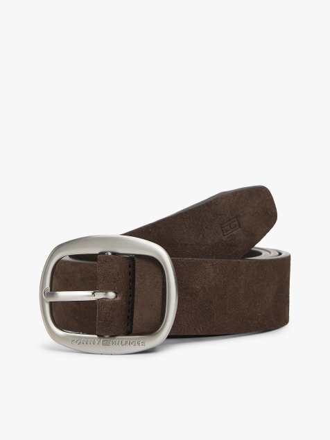Tommy Hilfiger - Ceinture en daim estampé avec boucle ovale - Marron foncé - view 1