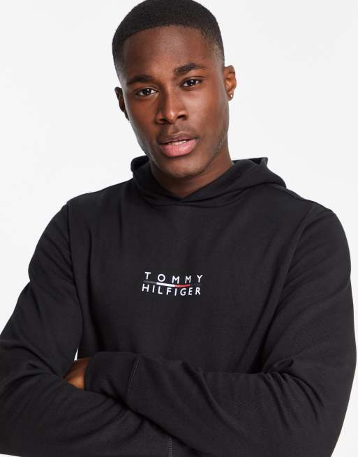 Tommy Hilfiger center square logo hoodie in black | ASOS