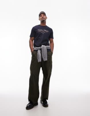 Shop Tommy Hilfiger Center Stack Linear Logo T-shirt In Black