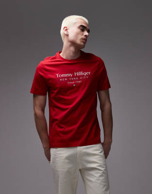 Shop Tommy Hilfiger Center Stack Linear Logo T-shirt