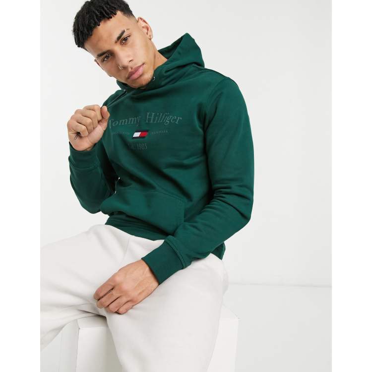 Tommy Hilfiger central logo hoodie in hunter green | ASOS