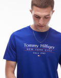 [Tommy Hilfiger] Tommy Hilfiger centre stack linear logo t-shirt in bright blue L Wedge Blue