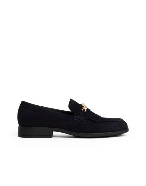 Tommy Hilfiger chain suede loafers in black - view 1