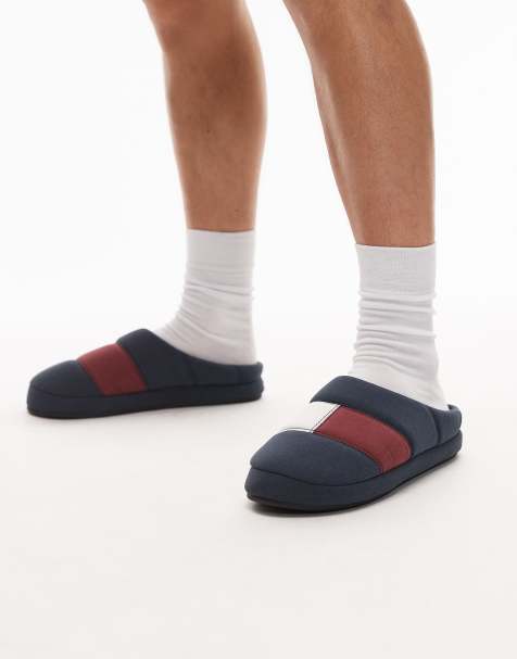 Tommy Hilfiger - Chaussons en nylon à logo drapeau - Bleu marine - view 1