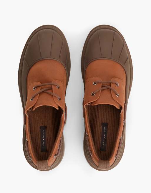 Tommy Hilfiger chaussures bateau en cuir imperméables outdoor marron foncé, 3 de 7