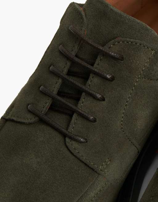 Tommy Hilfiger chaussures derby à lacets en daim vert olive, 6 de 7