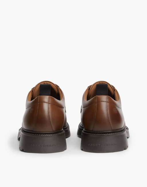 Tommy Hilfiger chaussures derby en cuir avec drapeau embossé marron foncé, 4 de 7