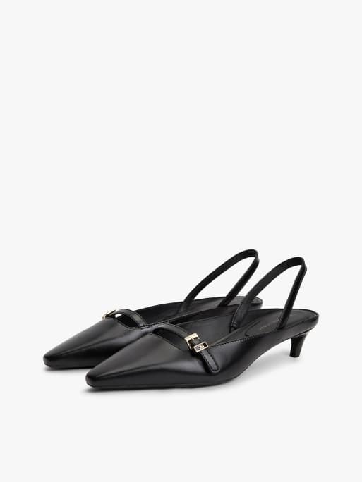 Tommy Hilfiger - Chaussures en cuir de qualité supérieure à petit talon et bride arrière - Noir, 2 de 4