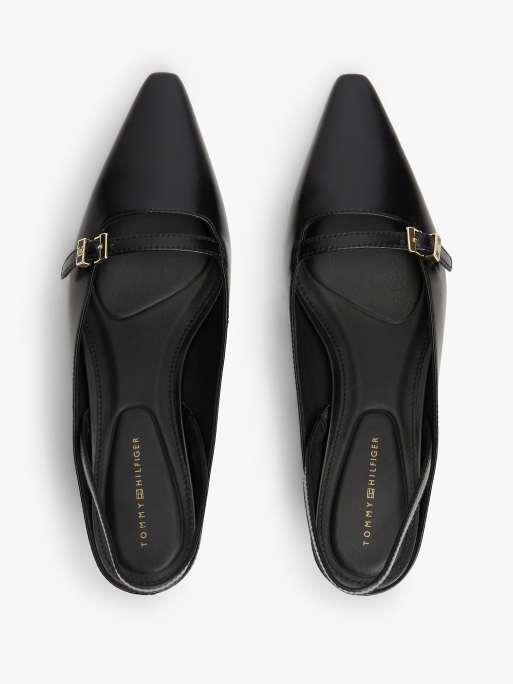 Tommy Hilfiger - Chaussures en cuir de qualité supérieure à petit talon et bride arrière - Noir, 3 de 4
