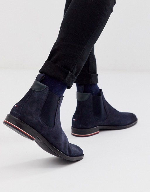 Tommy Hilfiger chelsea boots in navy suede