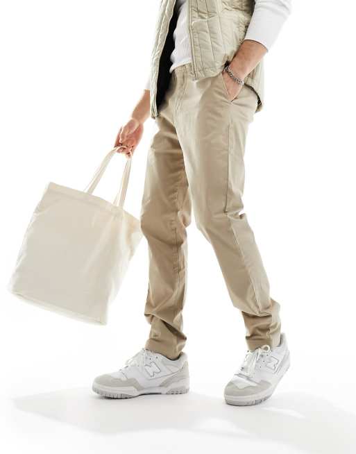 Tommy Hilfiger - Chelsea - Essential chino's van keperstof in beige, 4 van 5