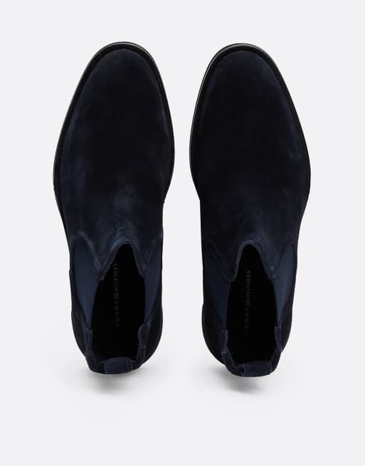 Tommy Hilfiger – Chelsea-Stiefel aus Wildleder in Dunkelblau ASOS