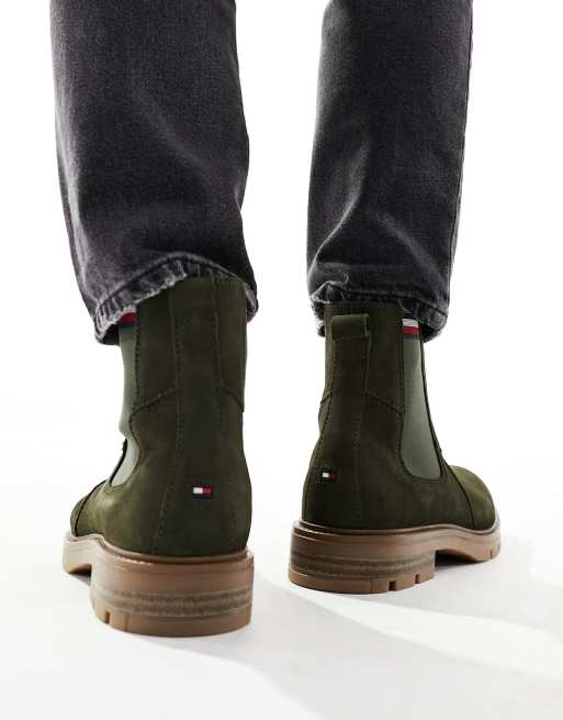 Tommy Hilfiger – Chelsea-Stiefel aus Wildleder in Military-Grün, 3 von 4