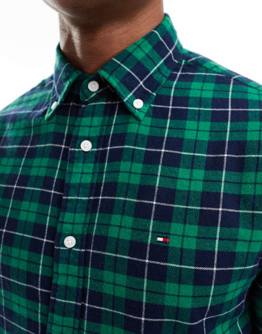 Chemise Laine Vintage Marquis Taille M - Carreaux Tartan Vert, Années 90, Pour Homme