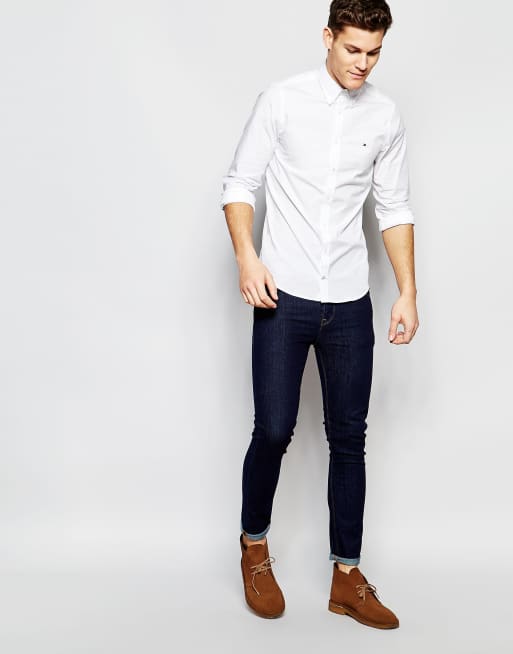 Tommy Hilfiger - Chemise ajustée stretch en popeline - Blanc, 4 de 4